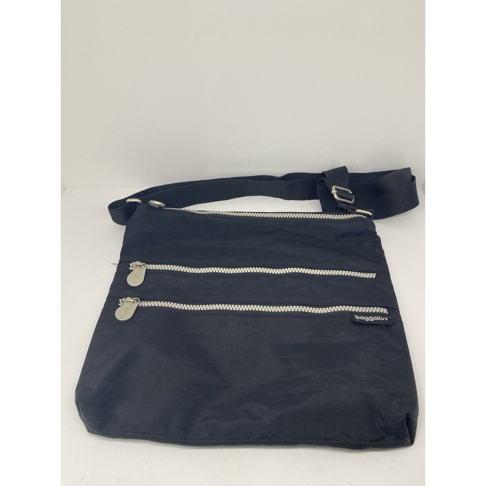Baggallini Slim Triple‎ Zip Crossbody Black